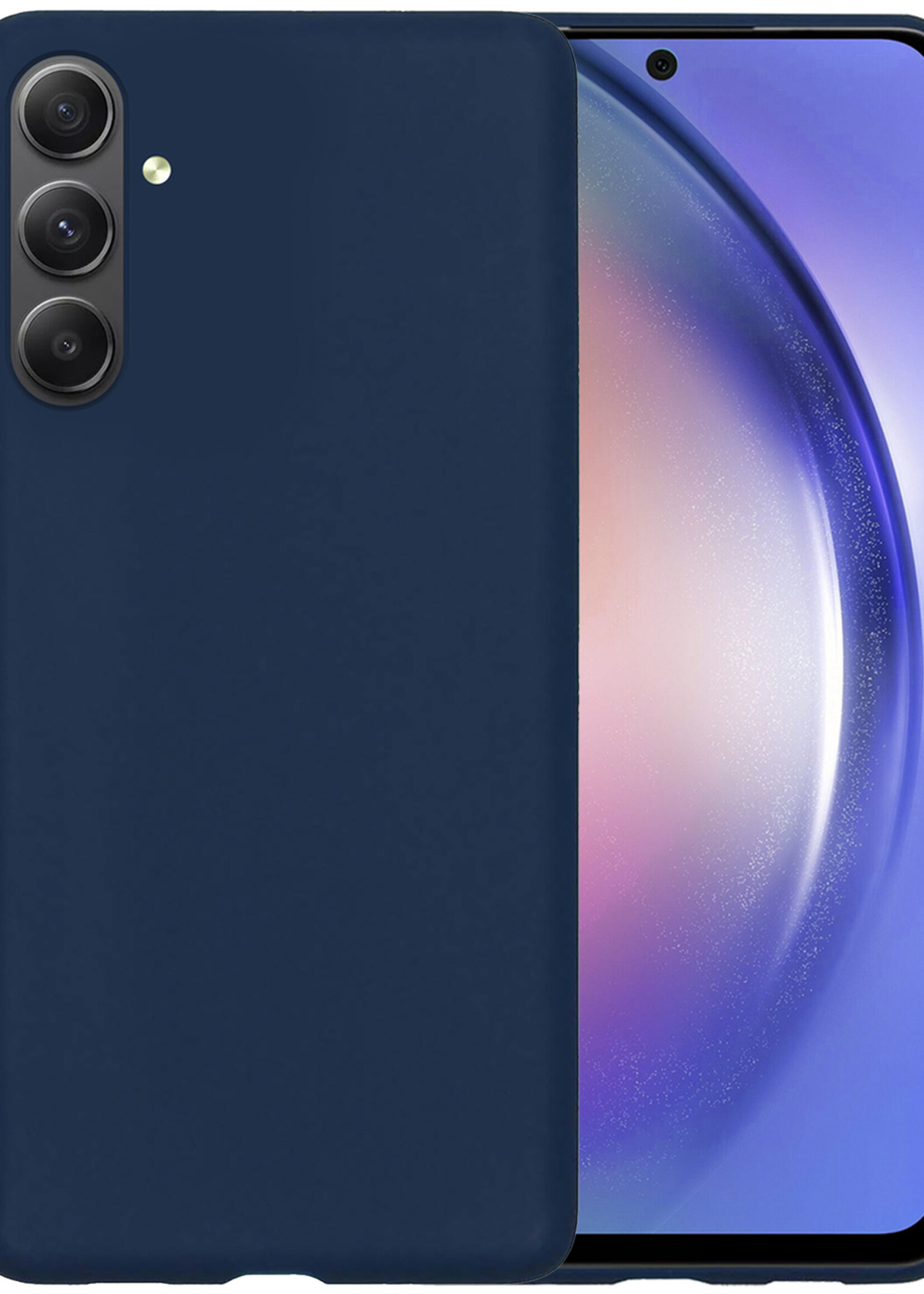 BTH Samsung A54 Hoesje Siliconen Case Cover - Samsung Galaxy A54 Hoesje Cover Hoes Siliconen - Donker Blauw