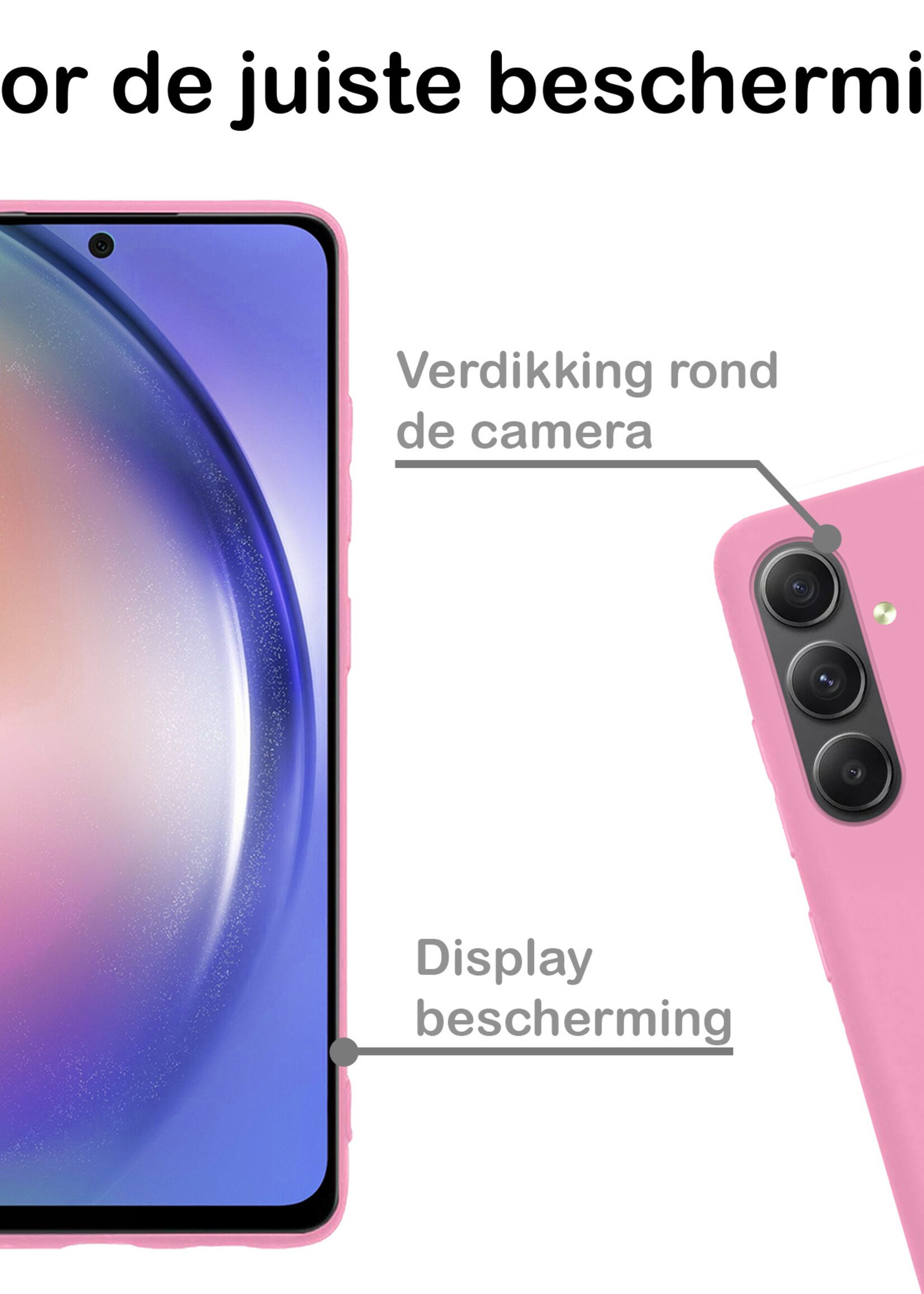 BTH Samsung A54 Hoesje Siliconen Case Cover - Samsung Galaxy A54 Hoesje Cover Hoes Siliconen - Licht Roze