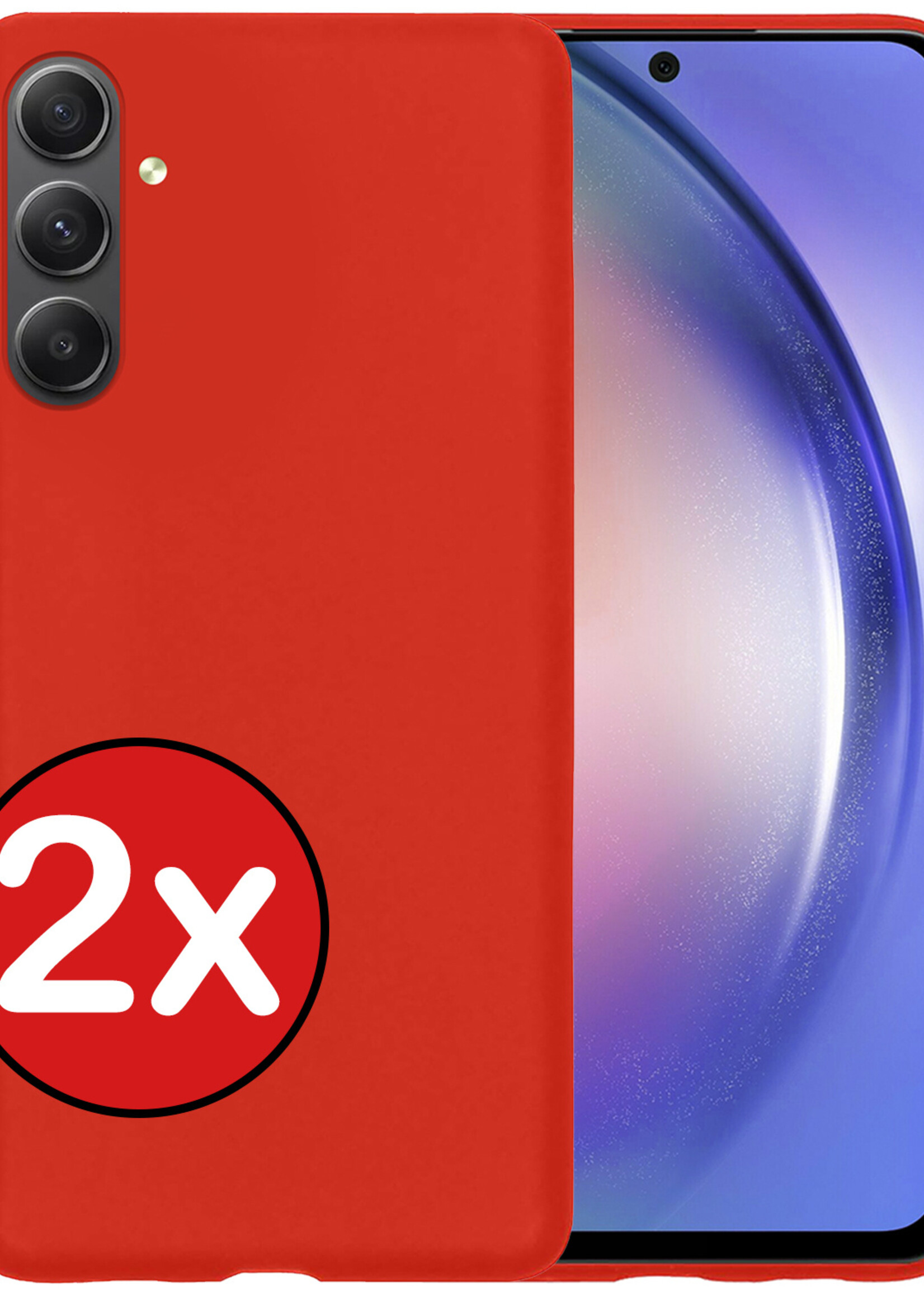 BTH Hoesje Geschikt voor Samsung A54 Hoesje Siliconen Case Hoes - Hoes Geschikt voor Samsung Galaxy A54 Hoes Cover Case - Rood - 2 PACK