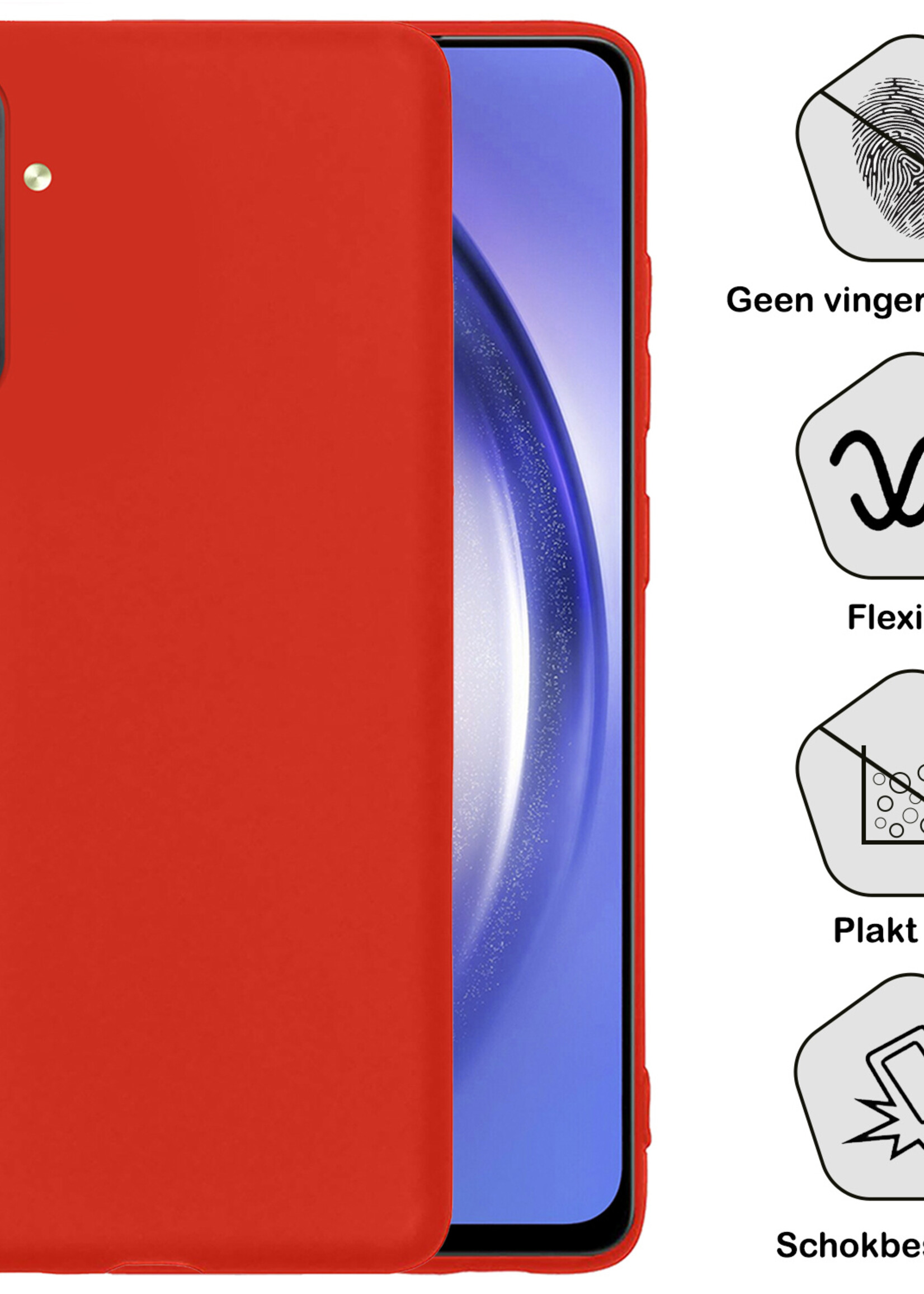 BTH Hoesje Geschikt voor Samsung A54 Hoesje Siliconen Case Hoes - Hoes Geschikt voor Samsung Galaxy A54 Hoes Cover Case - Rood - 2 PACK