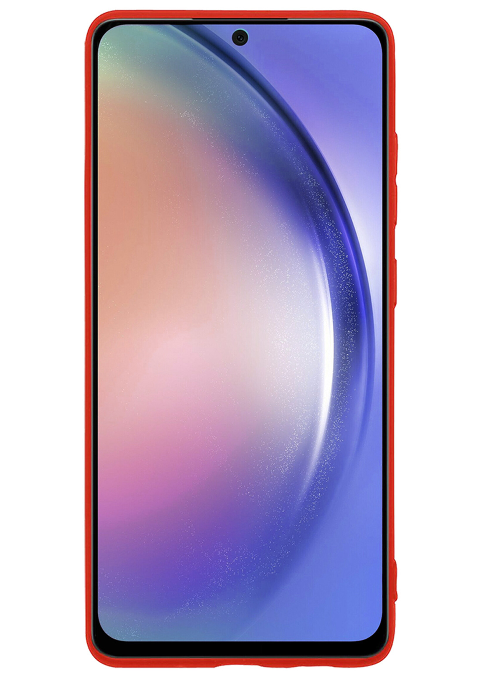 BTH Hoesje Geschikt voor Samsung A54 Hoesje Siliconen Case Hoes - Hoes Geschikt voor Samsung Galaxy A54 Hoes Cover Case - Rood - 2 PACK