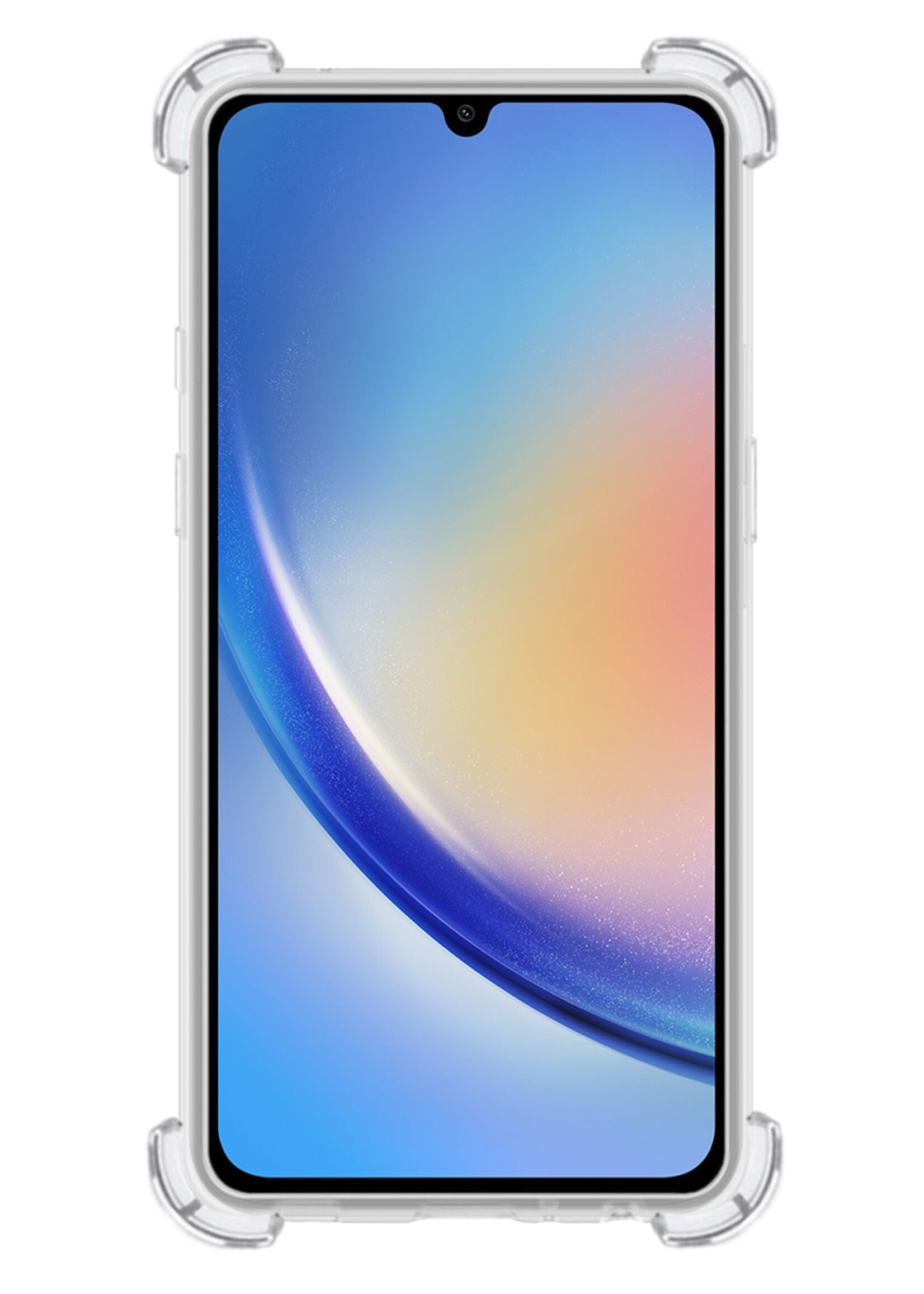 BTH Hoesje Geschikt voor Samsung A34 Hoesje Met Pasjeshouder Siliconen Case Met Kaarthouder Met Screenprotector - Hoes Geschikt voor Samsung Galaxy A34 Hoesje Shock Proof Case - Transparant