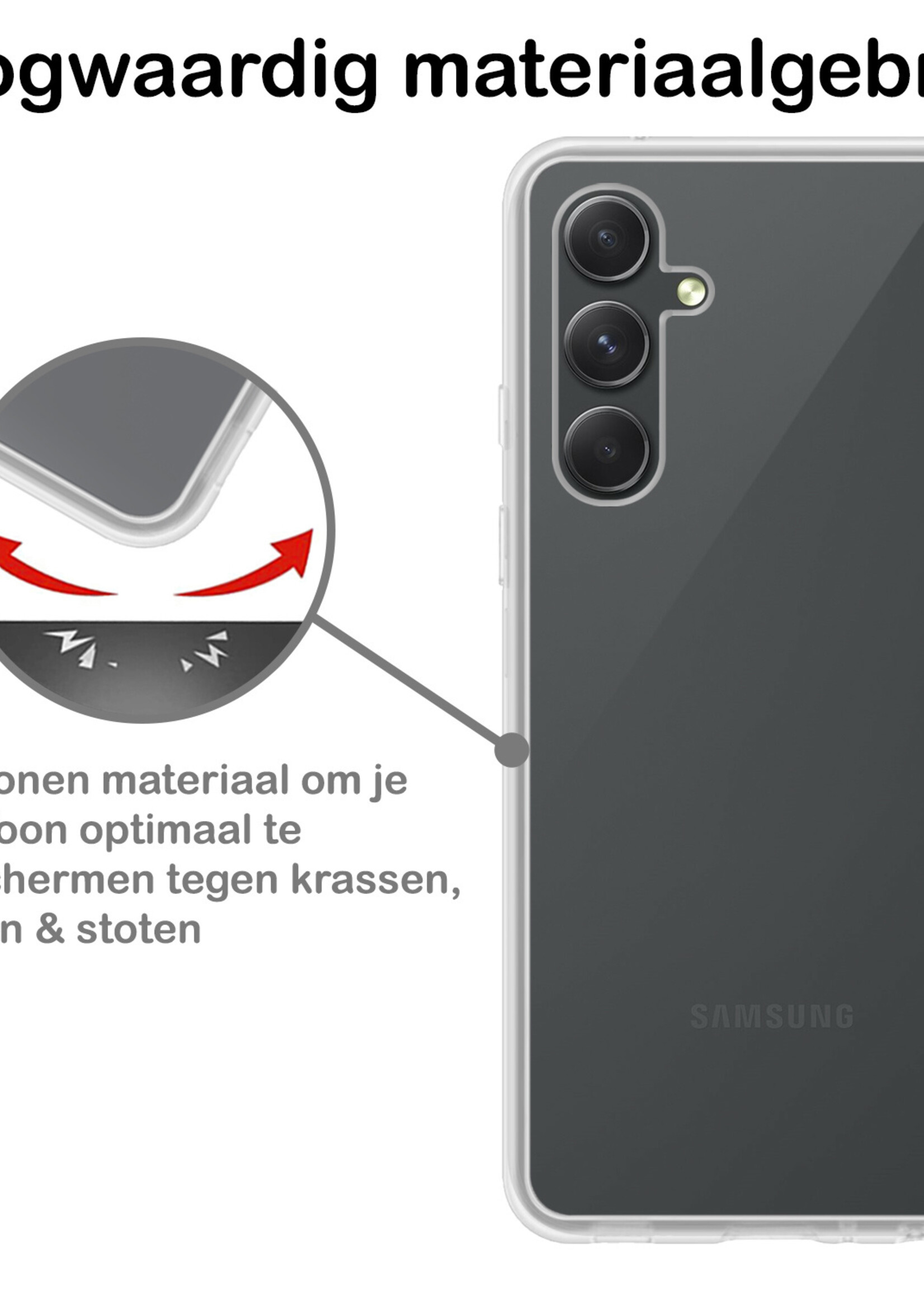 BTH Hoesje Geschikt voor Samsung A34 Hoesje Siliconen Case Hoes Met Screenprotector - Hoes Geschikt voor Samsung Galaxy A34 Hoes Cover Case - Transparant