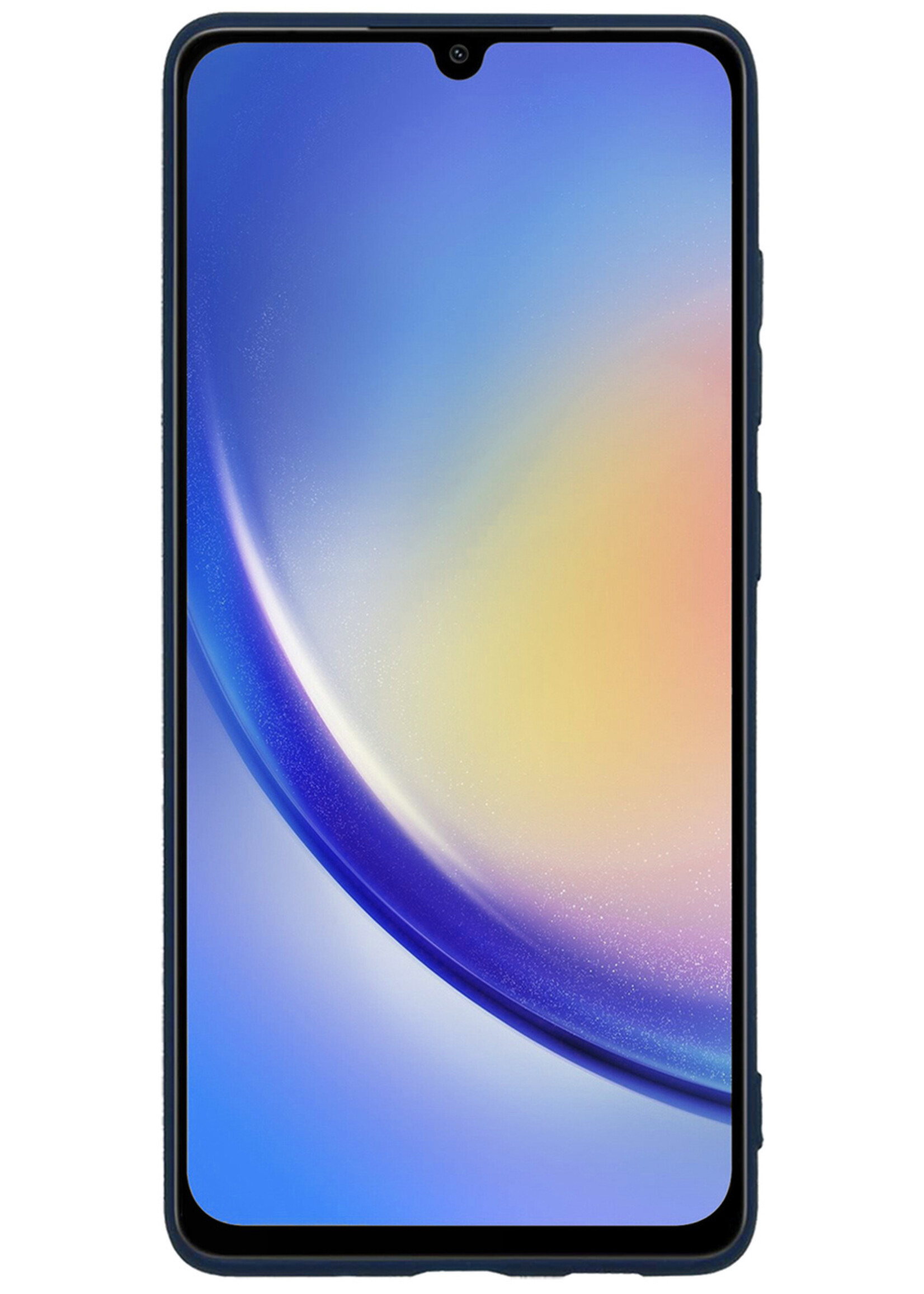 BTH Hoesje Geschikt voor Samsung A34 Hoesje Siliconen Case Hoes Met 2x Screenprotector - Hoes Geschikt voor Samsung Galaxy A34 Hoes Cover Case - Donkerblauw
