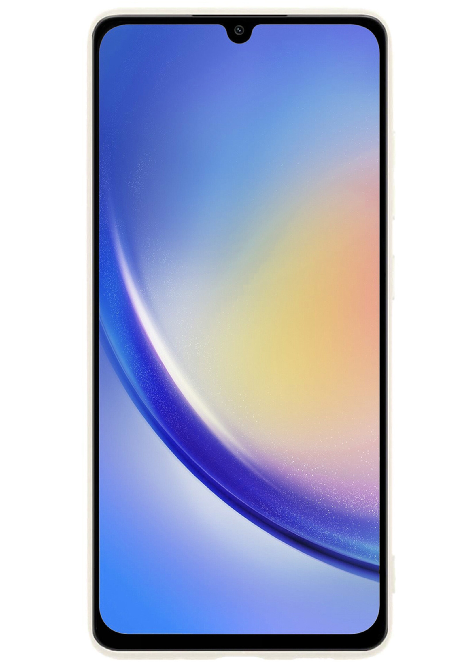 BTH Hoesje Geschikt voor Samsung A34 Hoesje Siliconen Case Hoes Met 2x Screenprotector - Hoes Geschikt voor Samsung Galaxy A34 Hoes Cover Case - Wit