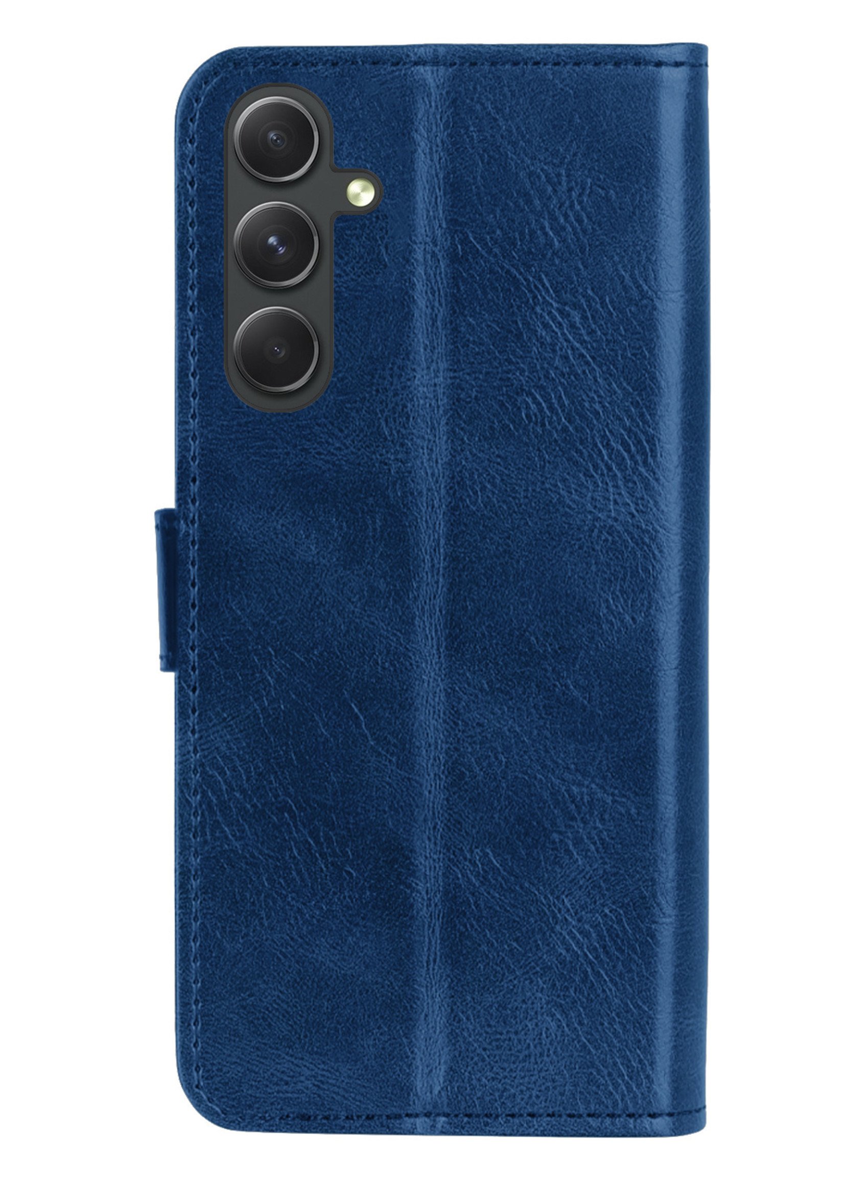 BTH Hoesje Geschikt voor Samsung A54 Hoesje Book Case Hoes Portemonnee Cover Walletcase Met Screenprotector - Hoes Geschikt voor Samsung Galaxy A54 Hoes Bookcase Hoesje - Donkerblauw