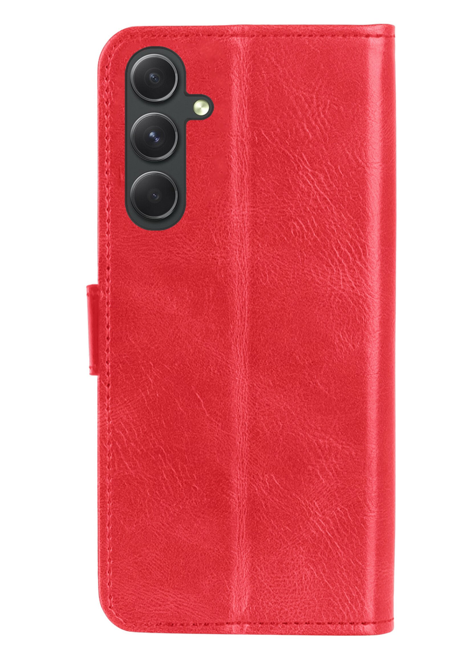 BTH Hoesje Geschikt voor Samsung A54 Hoesje Book Case Hoes Portemonnee Cover Walletcase Met Screenprotector - Hoes Geschikt voor Samsung Galaxy A54 Hoes Bookcase Hoesje - Rood