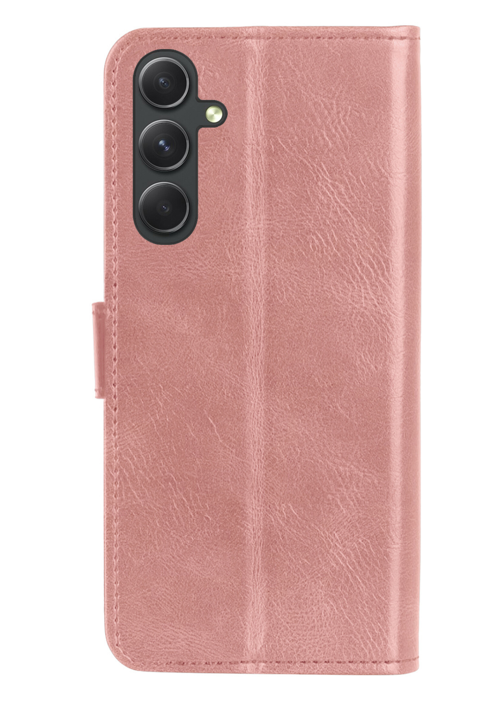 BTH Hoesje Geschikt voor Samsung A54 Hoesje Book Case Hoes Portemonnee Cover Walletcase Met Screenprotector - Hoes Geschikt voor Samsung Galaxy A54 Hoes Bookcase Hoesje - Rosé goud