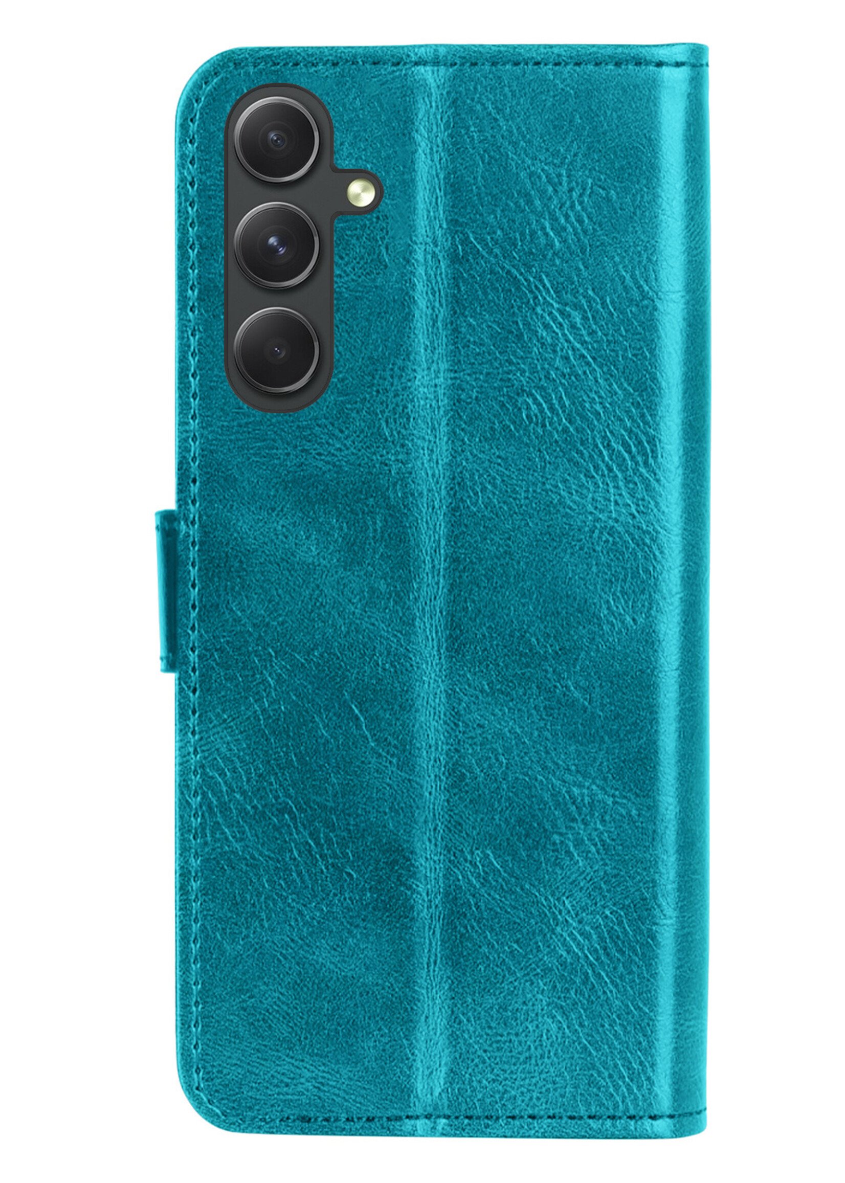 BTH Hoesje Geschikt voor Samsung A54 Hoesje Book Case Hoes Portemonnee Cover Walletcase Met Screenprotector - Hoes Geschikt voor Samsung Galaxy A54 Hoes Bookcase Hoesje - Turquoise