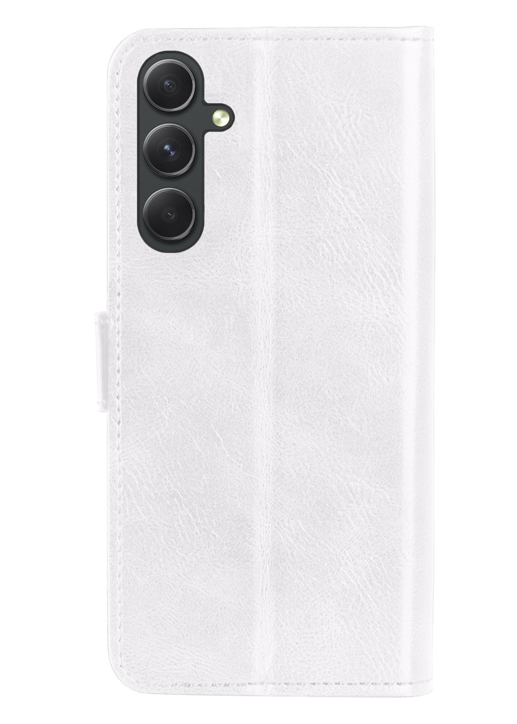 BTH Hoesje Geschikt voor Samsung A54 Hoesje Book Case Hoes Portemonnee Cover Walletcase Met Screenprotector - Hoes Geschikt voor Samsung Galaxy A54 Hoes Bookcase Hoesje - Wit