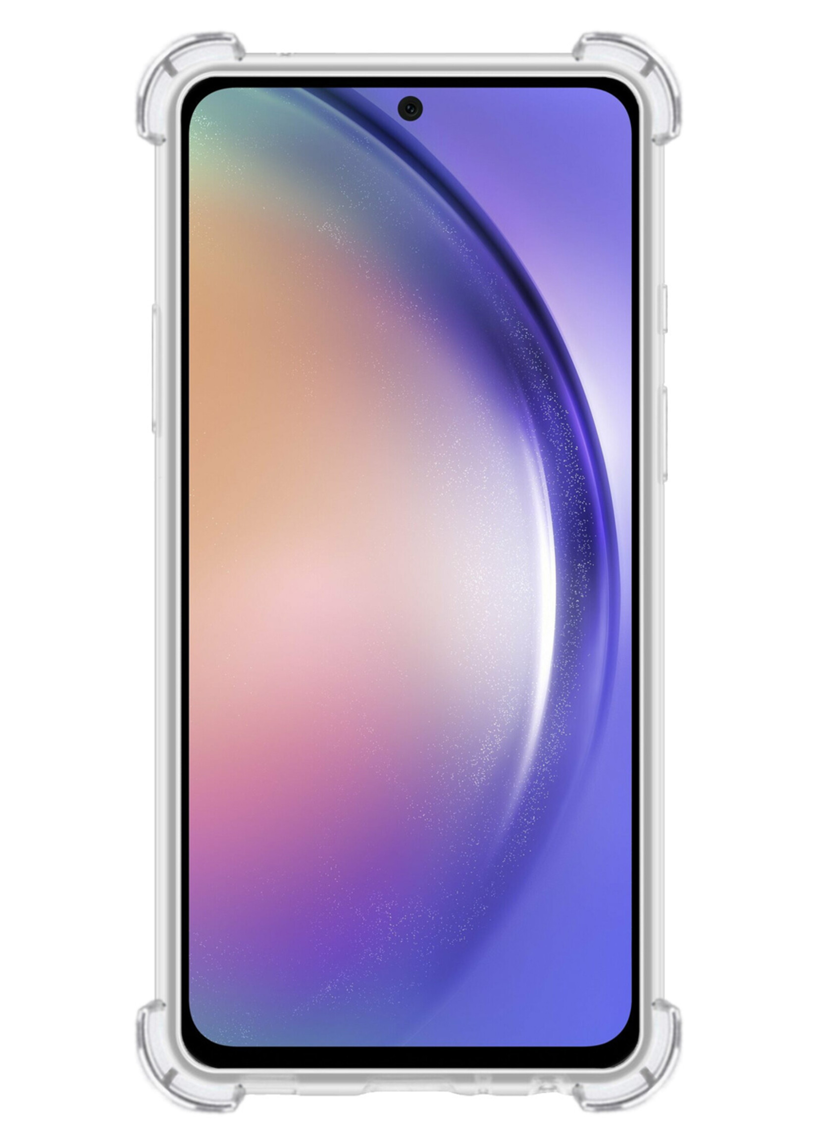 BTH Hoesje Geschikt voor Samsung A54 Hoesje Met Pasjeshouder Siliconen Case Met Kaarthouder Met Screenprotector - Hoes Geschikt voor Samsung Galaxy A54 Hoesje Shock Proof Case - Transparant