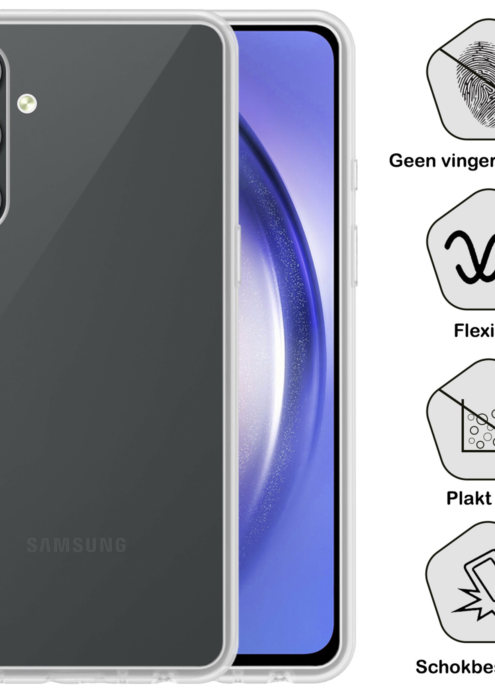 BTH Hoesje Geschikt voor Samsung A54 Hoesje Siliconen Case Hoes Met 2x Screenprotector - Hoes Geschikt voor Samsung Galaxy A54 Hoes Cover Case - Transparant