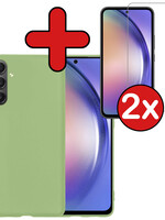 BTH BTH Samsung Galaxy A54 Hoesje Siliconen Met 2x Screenprotector - Groen