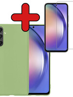 BTH BTH Samsung Galaxy A54 Hoesje Siliconen Met Screenprotector - Groen