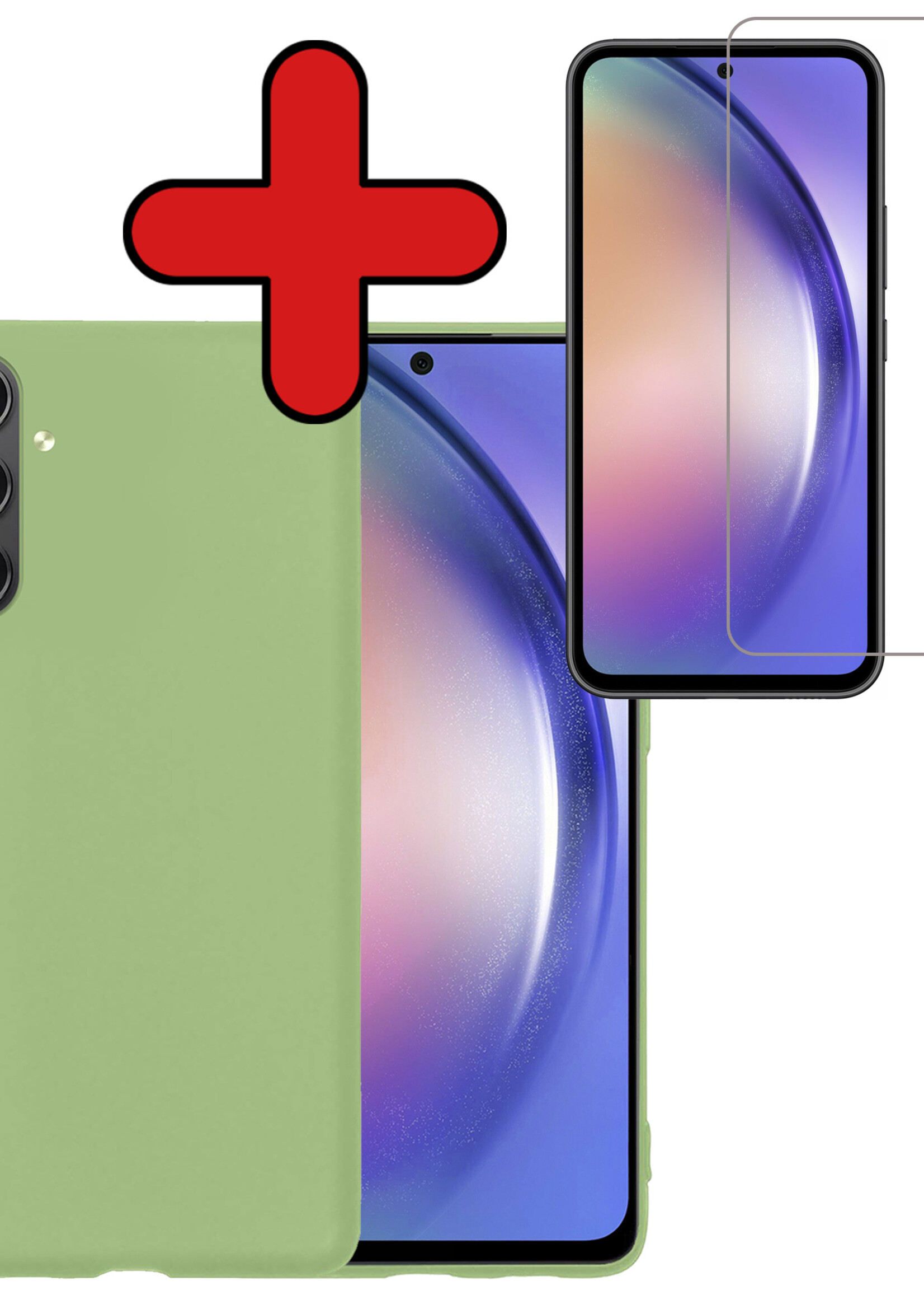 BTH Hoesje Geschikt voor Samsung A54 Hoesje Siliconen Case Hoes Met Screenprotector - Hoes Geschikt voor Samsung Galaxy A54 Hoes Cover Case - Groen
