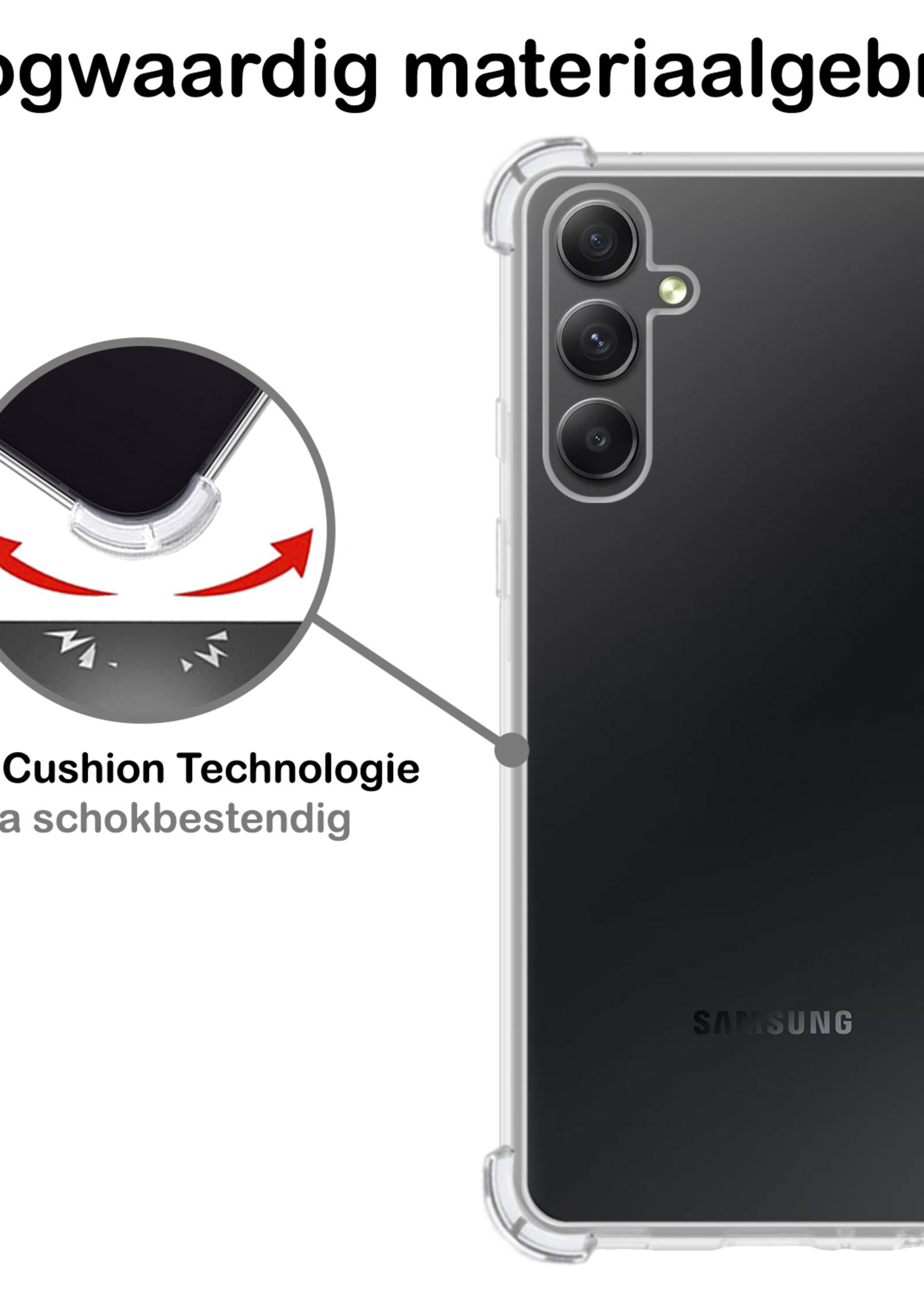 BTH Hoesje Geschikt voor Samsung A54 Hoesje Siliconen Shock Proof Case Hoes Met Screenprotector - Hoes Geschikt voor Samsung Galaxy A54 Hoes Cover Case Shockproof - Transparant