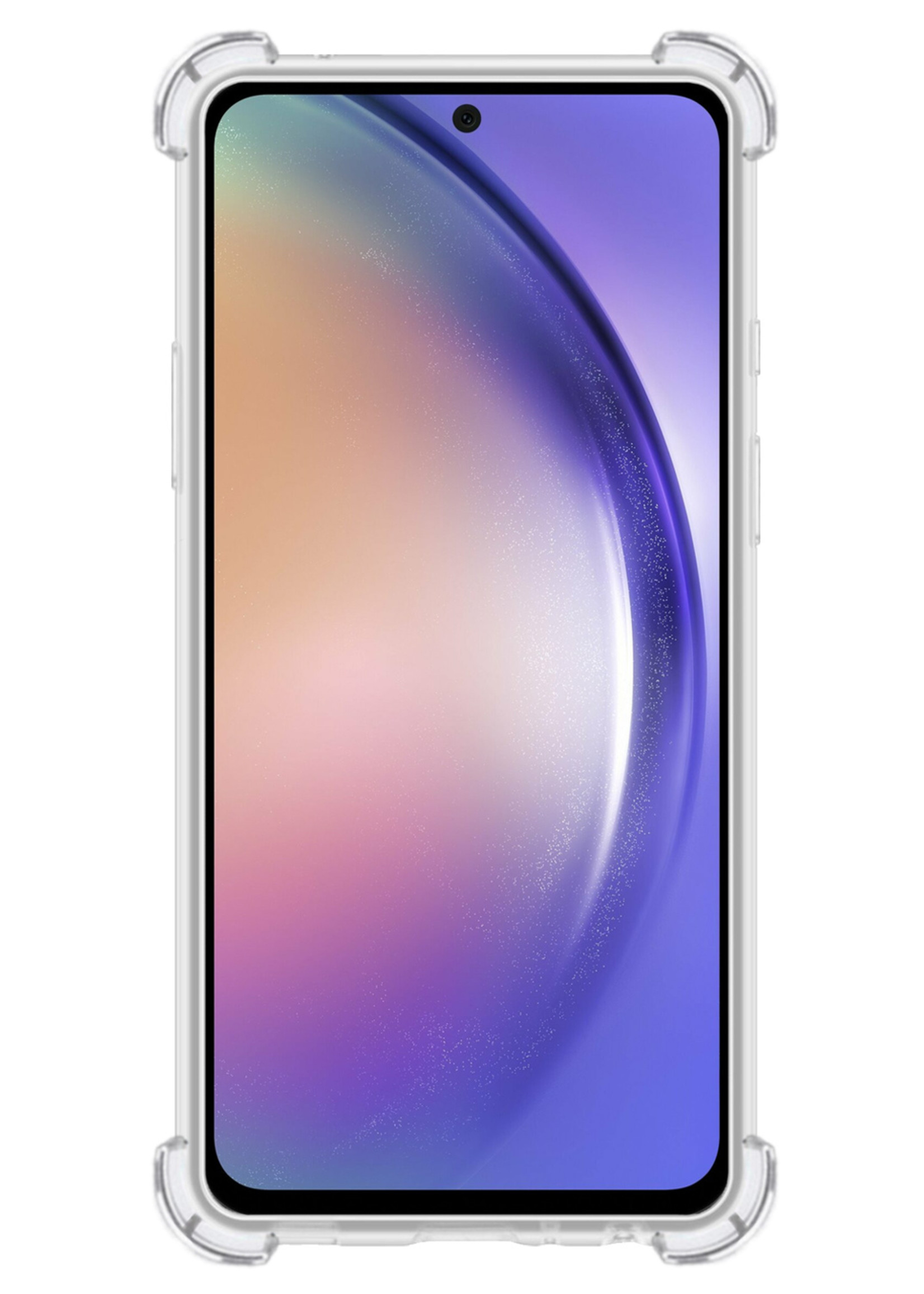 BTH Hoesje Geschikt voor Samsung A54 Hoesje Siliconen Shock Proof Case Hoes Met Screenprotector - Hoes Geschikt voor Samsung Galaxy A54 Hoes Cover Case Shockproof - Transparant