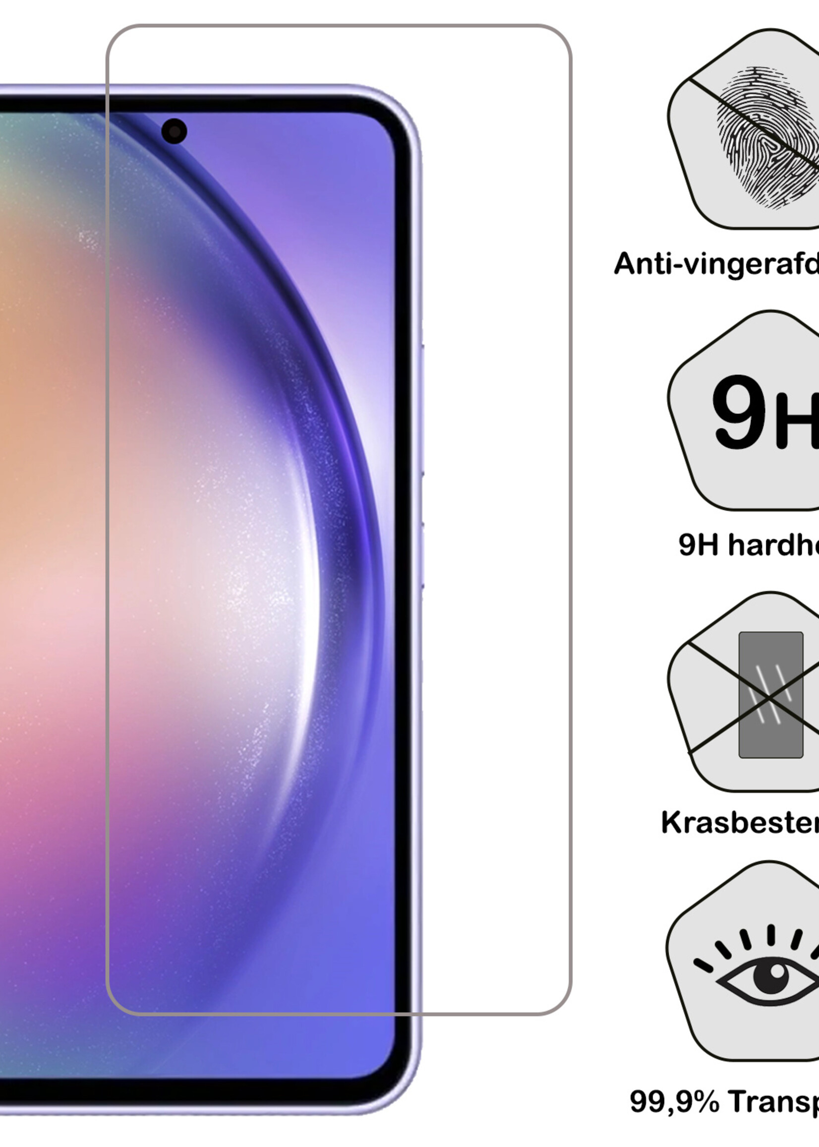 BTH Hoesje Geschikt voor Samsung A54 Hoesje Met Pasjeshouder Siliconen Case Met Kaarthouder Met Screenprotector - Hoes Geschikt voor Samsung Galaxy A54 Hoesje Shock Proof Case - Transparant