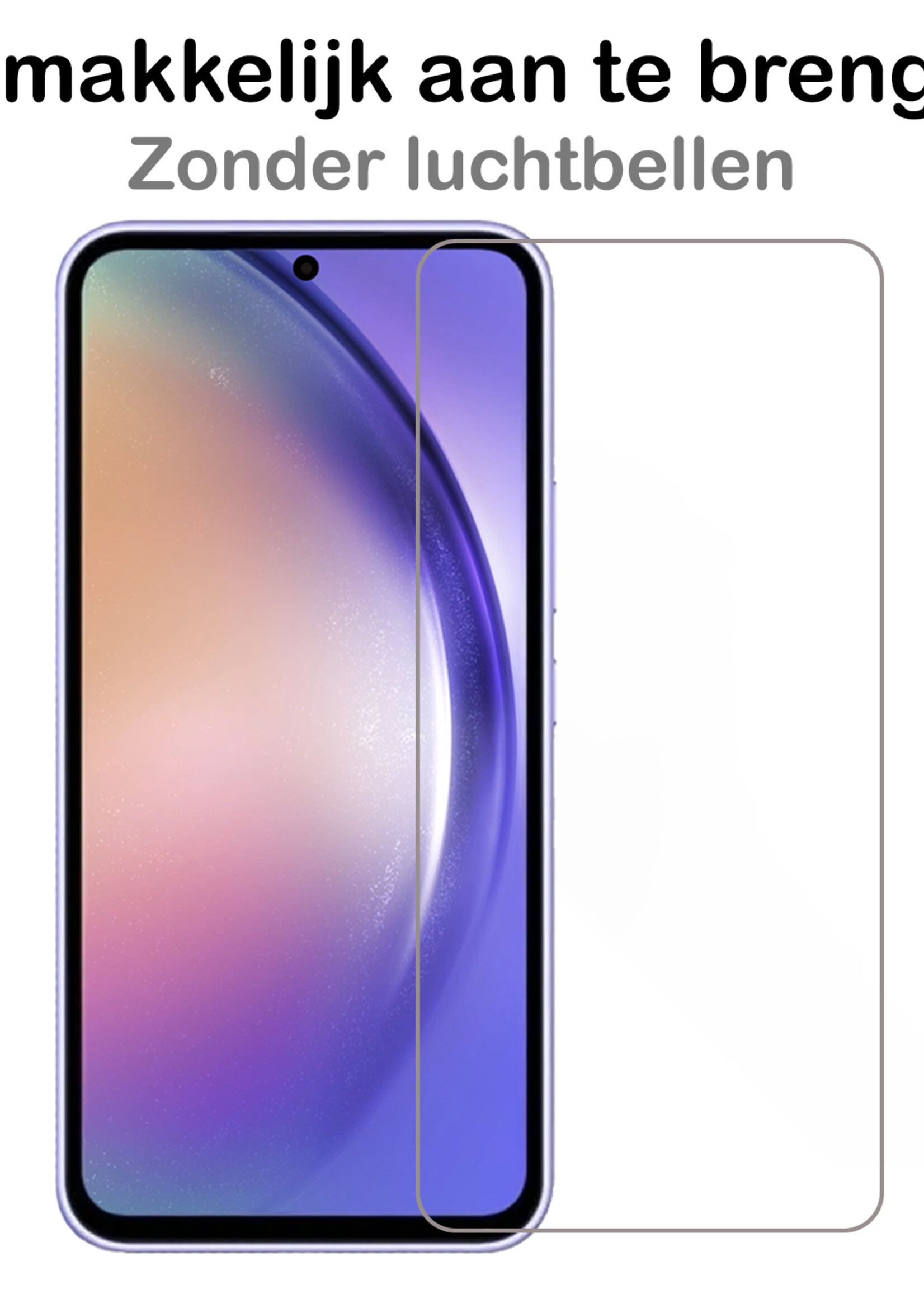 BTH Hoesje Geschikt voor Samsung A54 Hoesje Met Pasjeshouder Siliconen Case Met Kaarthouder Met Screenprotector - Hoes Geschikt voor Samsung Galaxy A54 Hoesje Shock Proof Case - Transparant