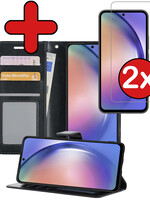 BTH BTH Samsung Galaxy A54 Hoesje Bookcase Zwart Met 2x Screenprotector