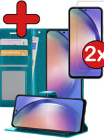 BTH BTH Samsung Galaxy A54 Hoesje Bookcase Turquoise Met 2x Screenprotector