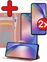 BTH BTH Samsung Galaxy A54 Hoesje Bookcase Rose Goud Met 2x Screenprotector
