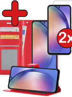 BTH BTH Samsung Galaxy A54 Hoesje Bookcase Rood Met 2x Screenprotector
