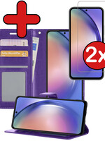 BTH BTH Samsung Galaxy A54 Hoesje Bookcase Paars Met 2x Screenprotector