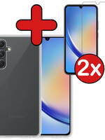 BTH BTH Samsung Galaxy A34 Hoesje Siliconen Met 2x Screenprotector - Transparant