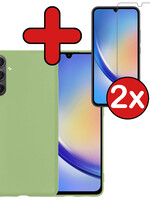 BTH BTH Samsung Galaxy A34 Hoesje Siliconen Met 2x Screenprotector - Groen
