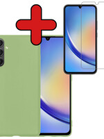 BTH BTH Samsung Galaxy A34 Hoesje Siliconen Met Screenprotector - Groen