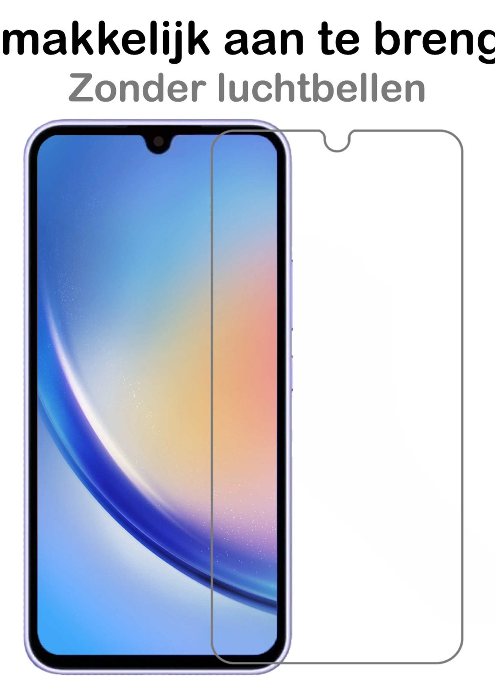 BTH Hoesje Geschikt voor Samsung A34 Hoesje Siliconen Case Hoes Met Screenprotector - Hoes Geschikt voor Samsung Galaxy A34 Hoes Cover Case - Donkerblauw