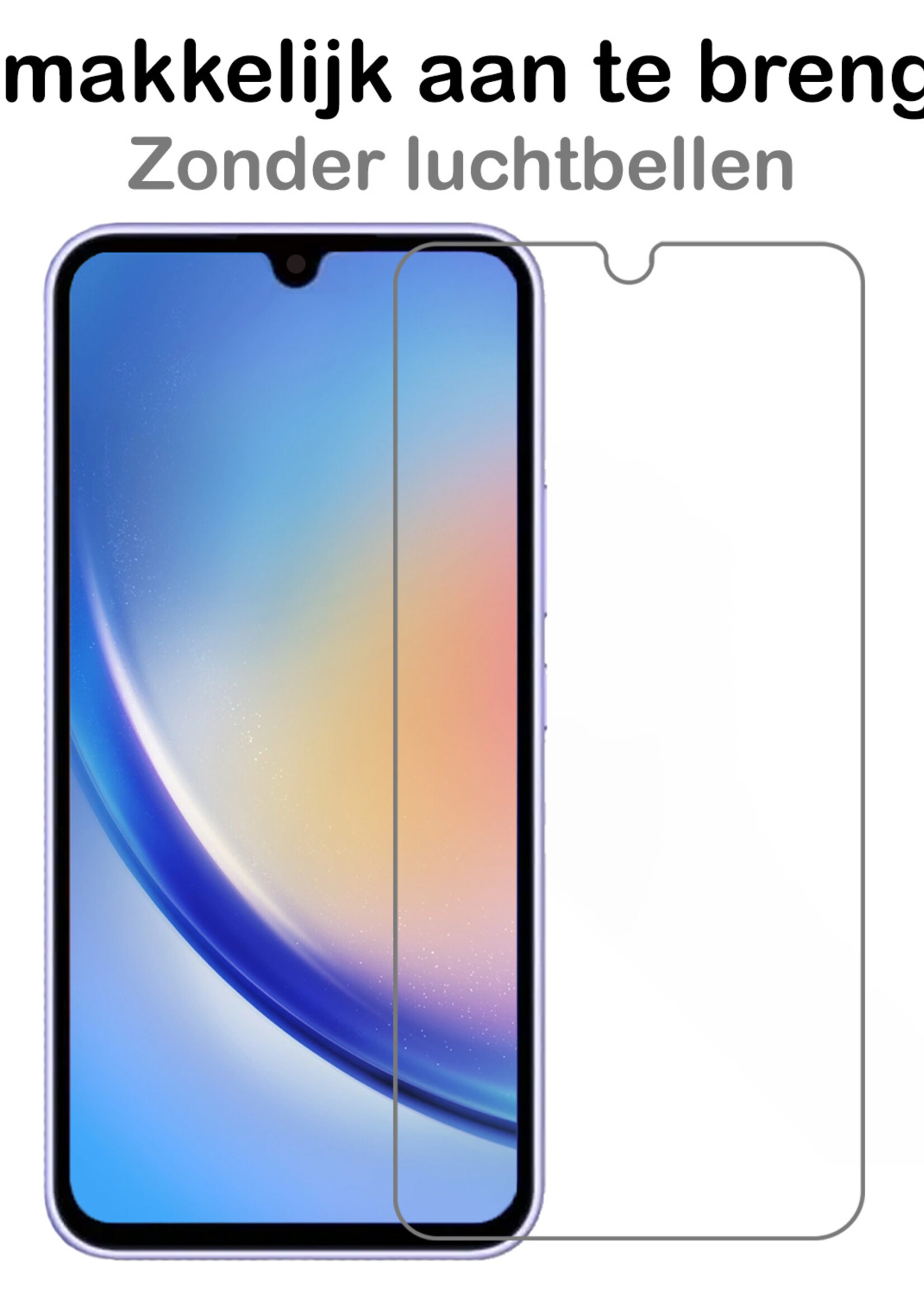 BTH Hoesje Geschikt voor Samsung A34 Hoesje Siliconen Shock Proof Case Hoes Met 2x Screenprotector - Hoes Geschikt voor Samsung Galaxy A34 Hoes Cover Case Shockproof - Transparant