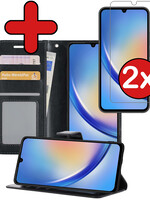 BTH BTH Samsung Galaxy A34 Hoesje Bookcase Zwart Met 2x Screenprotector