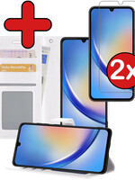 BTH BTH Samsung Galaxy A34 Hoesje Bookcase Wit Met 2x Screenprotector