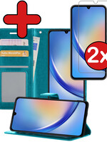 BTH BTH Samsung Galaxy A34 Hoesje Bookcase Turquoise Met 2x Screenprotector