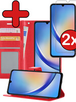 BTH BTH Samsung Galaxy A34 Hoesje Bookcase Rood Met 2x Screenprotector