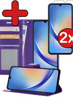 BTH BTH Samsung Galaxy A34 Hoesje Bookcase Paars Met 2x Screenprotector