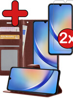 BTH BTH Samsung Galaxy A34 Hoesje Bookcase Bruin Met 2x Screenprotector