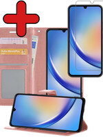 BTH BTH Samsung Galaxy A34 Hoesje Bookcase Rose Goud Met Screenprotector