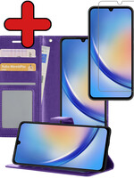 BTH BTH Samsung Galaxy A34 Hoesje Bookcase Paars Met Screenprotector