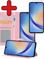 BTH BTH Samsung Galaxy A34 Hoesje Bookcase Lichtroze Met Screenprotector
