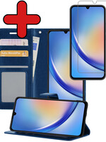 BTH BTH Samsung Galaxy A34 Hoesje Bookcase Donkerblauw Met Screenprotector