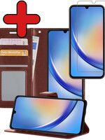 BTH BTH Samsung Galaxy A34 Hoesje Bookcase Bruin Met Screenprotector