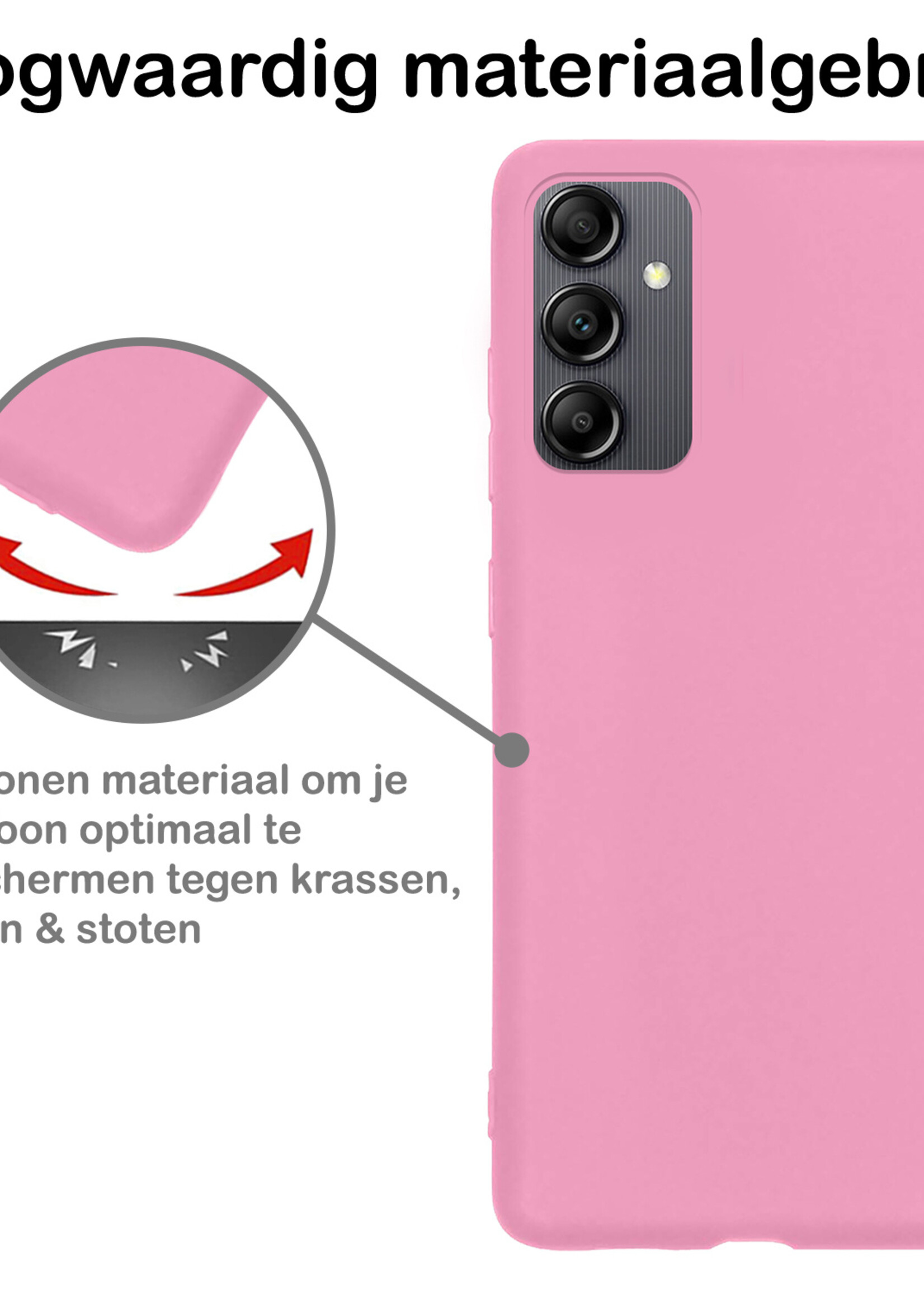 BTH Samsung A14 Hoesje Siliconen Case Cover - Samsung Galaxy A14 Hoesje Cover Hoes Siliconen - Licht Roze