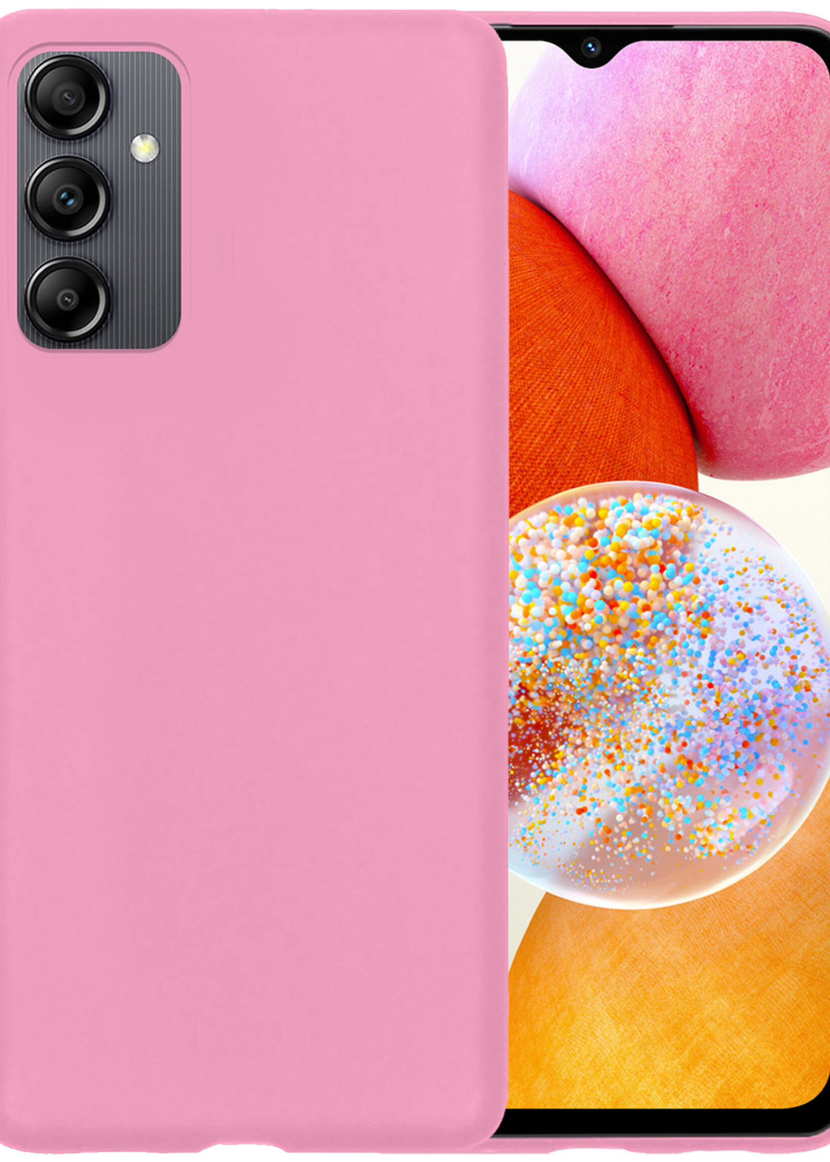 BTH Samsung A14 Hoesje Siliconen Case Cover - Samsung Galaxy A14 Hoesje Cover Hoes Siliconen - Licht Roze