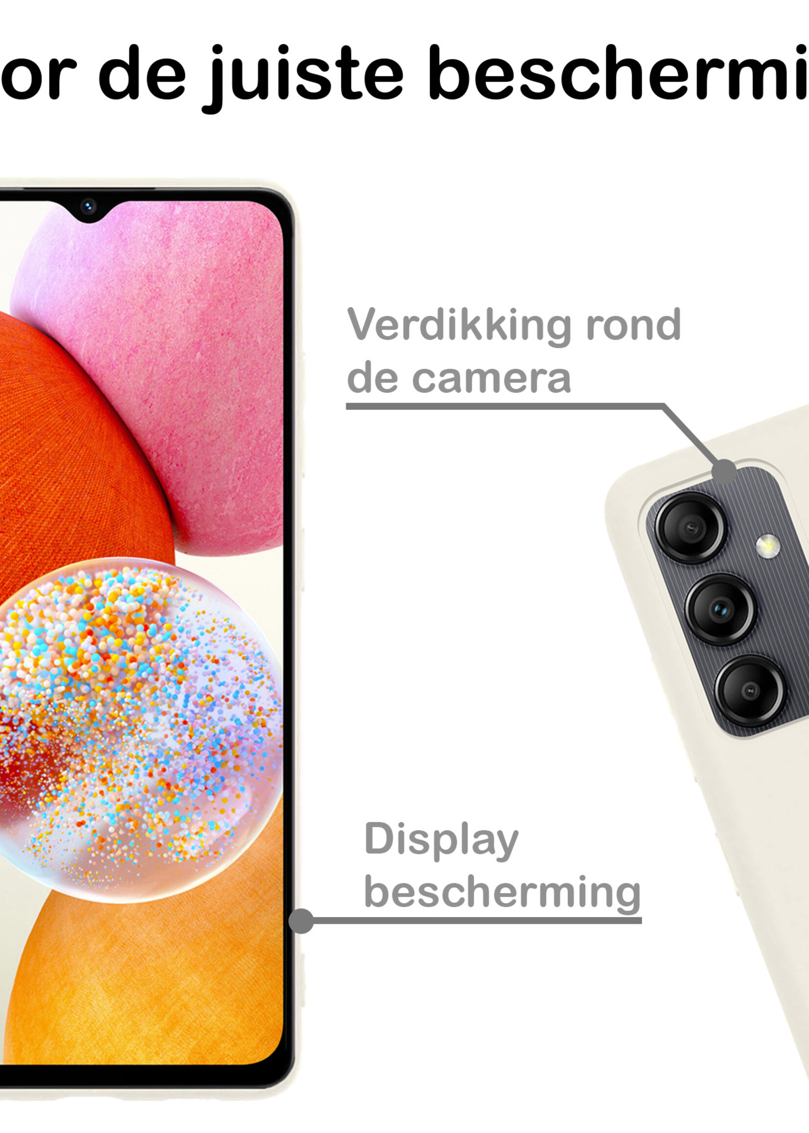 BTH Samsung A14 Hoesje Siliconen Case Cover - Samsung Galaxy A14 Hoesje Cover Hoes Siliconen - Wit