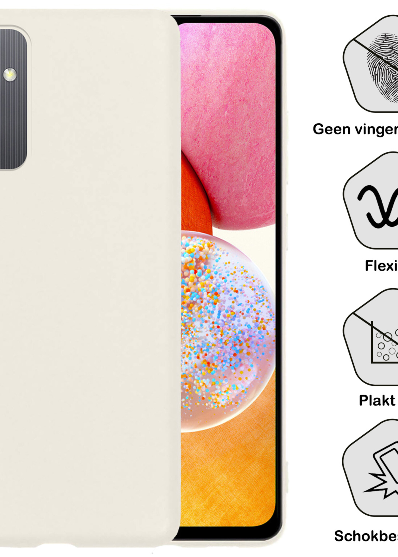 BTH Samsung A14 Hoesje Siliconen Case Cover - Samsung Galaxy A14 Hoesje Cover Hoes Siliconen - Wit