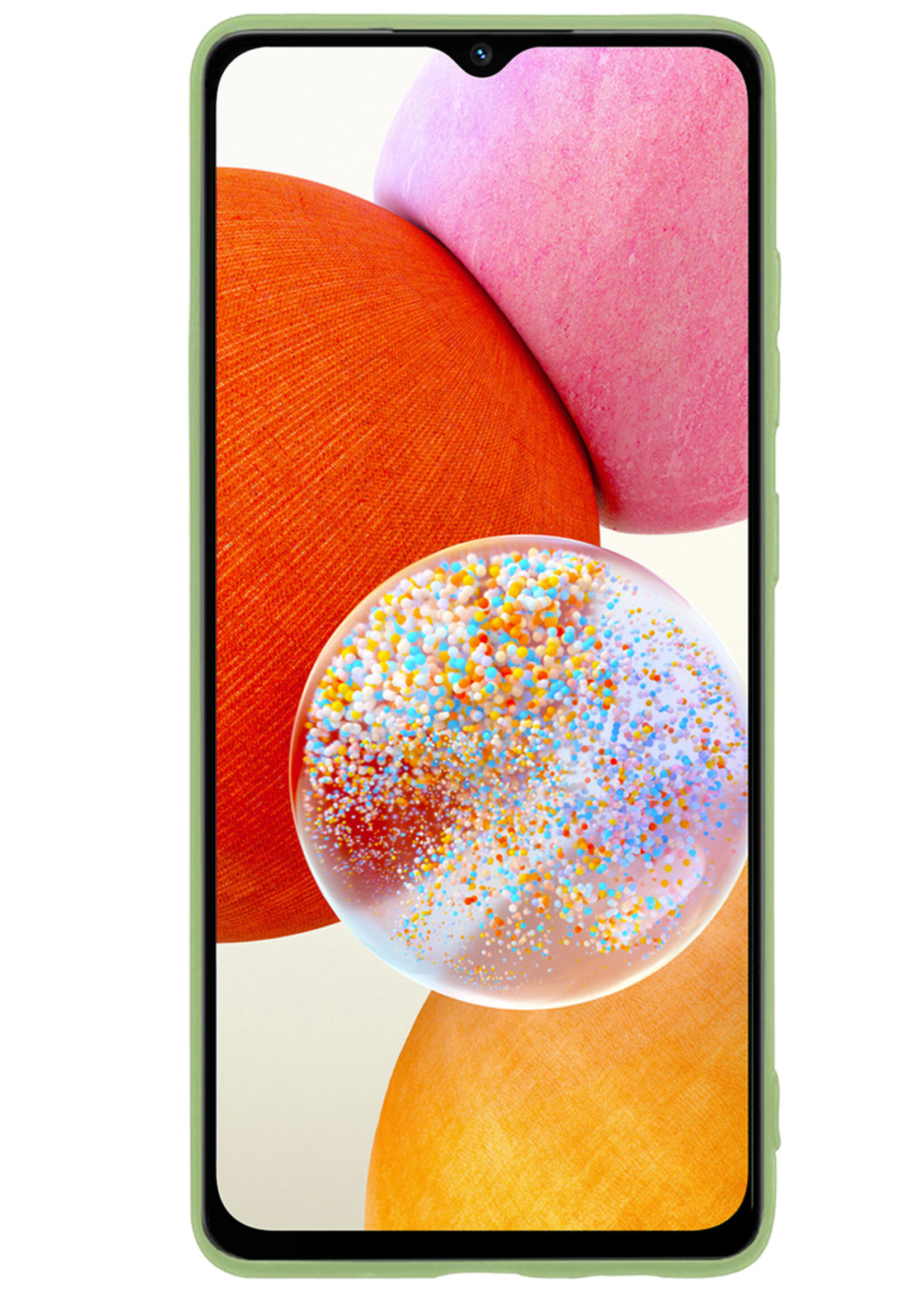 BTH Hoesje Geschikt voor Samsung A14 Hoesje Siliconen Case Hoes - Hoes Geschikt voor Samsung Galaxy A14 Hoes Cover Case - Groen - 2 PACK