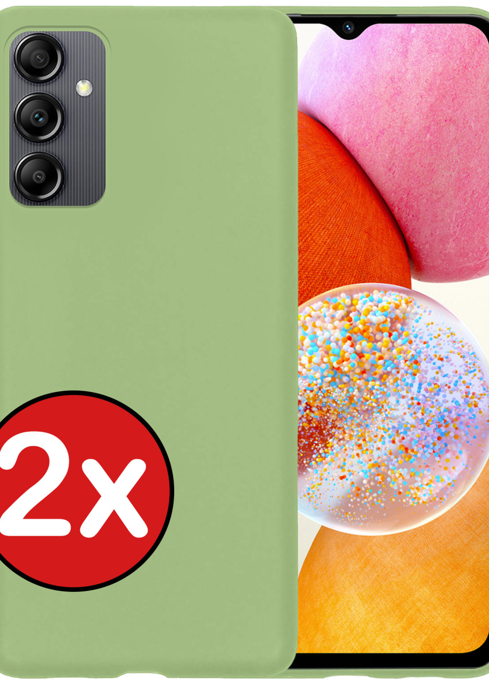 BTH Hoesje Geschikt voor Samsung A14 Hoesje Siliconen Case Hoes - Hoes Geschikt voor Samsung Galaxy A14 Hoes Cover Case - Groen - 2 PACK